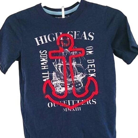 Excellent Sonoma Boys 7X Nautical Theme Short Sleeve Blue Graphic Crewneck Shirt - Picture 2 of 4